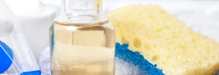 Essig, Backpulver und Schwamm